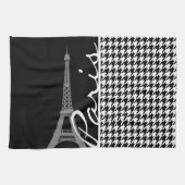 Linge De Cuisine Paris ; Houndstooth noir et blanc (Horizontal)