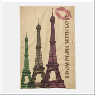 Linge De Cuisine Paris Rétro avec Amour Tour Eiffel