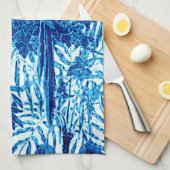 Linge De Cuisine Parrot dans un cadre de jungle, Indigo bleu et bla (Quart Plié)