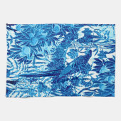 Linge De Cuisine Parrot dans un cadre de jungle, Indigo bleu et bla (Horizontal)