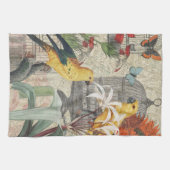 Linge De Cuisine Parrot Jaune Tropical Antique Fleur (Horizontal)