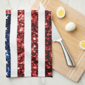 Linge De Cuisine PARTIES SCINTILLANT américaines drapeau rouge bleu (Quart Plié)