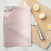 Linge De Cuisine Parties scintillant argent Rose Monogramme Cupcak (Quart Plié)