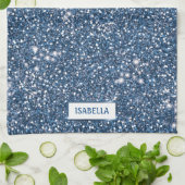 Linge De Cuisine Parties scintillant Bleu Faux Regarder avec nom pe (Plié)