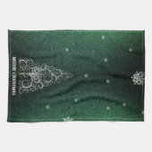 Linge De Cuisine Parties scintillant d'arbre de Noël et flocons de  (Horizontal)