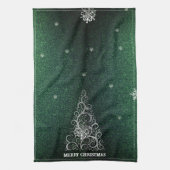 Linge De Cuisine Parties scintillant d'arbre de Noël et flocons de  (Vertical)