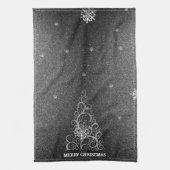 Linge De Cuisine Parties scintillant d'arbre de Noël et flocons de  (Vertical)