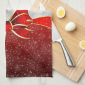 Linge De Cuisine Parties scintillant D'Argent Et Boule Rouge De Noë (Quart Plié)