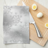 Linge De Cuisine Parties scintillant d'argent Glitzy Snowflakes Noë (Quart Plié)