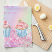 Linge De Cuisine Parties scintillant de cuisson rose vif nom cupcak (Quart Plié)