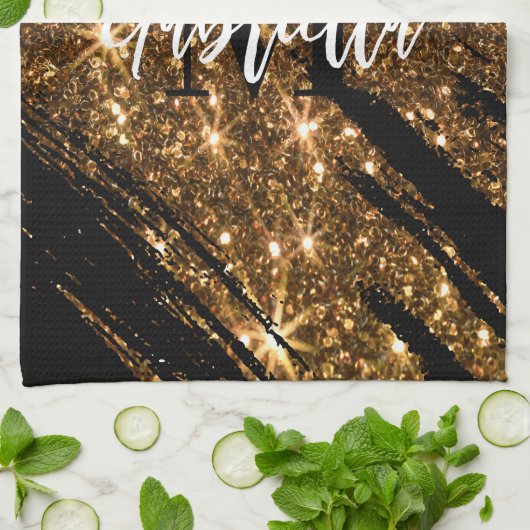 Linge De Cuisine Parties scintillant d'or (Plié)