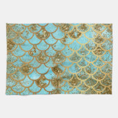Linge De Cuisine Parties scintillant d'or bleu Iridescente Mermaid (Horizontal)
