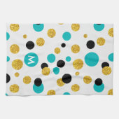 Linge De Cuisine Parties scintillant d'or, Cercles noirs et bleus M (Horizontal)