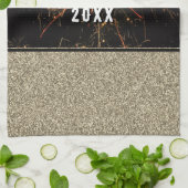 Linge De Cuisine Parties scintillant d'or feux d'artifice Bonne ann (Plié)