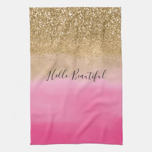 Linge De Cuisine Parties scintillant d'or Girl Rose Aquarelle (Vertical)