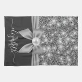 Linge De Cuisine Parties scintillant en argent et bow (Horizontal)