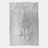 Linge De Cuisine Parties scintillant en métal brossé argenté Nom du (Vertical)