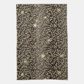 Linge De Cuisine Parties scintillant en verre noir d'or Leopard (Vertical)