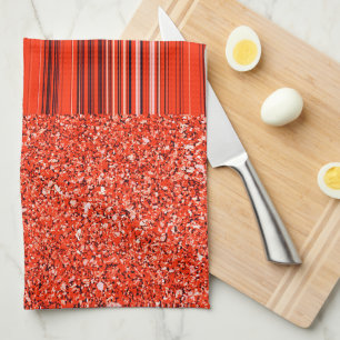 Linge De Cuisine Parties scintillant et rayures rouge noir blanc