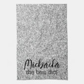 Linge De Cuisine Parties scintillant gris argent scintille Nom pers (Vertical)