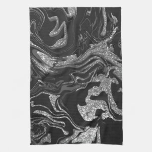 Linge De Cuisine Parties scintillant moderne en gris noir