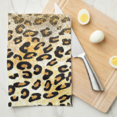 Linge De Cuisine Parties scintillant moderne Leopard Motif Gold  Om (Quart Plié)