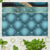 Linge De Cuisine Parties scintillant or Turquoise Agate Marbre Diam (Plié)