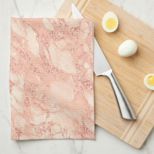 Linge De Cuisine Parties scintillant rose en marbre d'or 3
