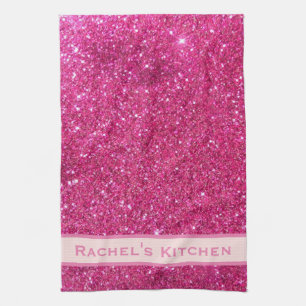 Linge De Cuisine Parties scintillant rose Faux Girly Chic Cuisine S