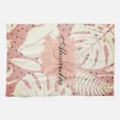 Linge De Cuisine Parties scintillant rose Feuilles tropicaux (Horizontal)