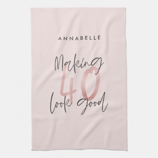 Linge De Cuisine parties scintillant rose fille, 40e anniversaire m (Vertical)