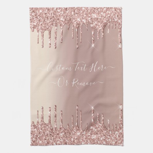 Linge De Cuisine Parties scintillant rose Gold Blush Éclats Texte p (Vertical)