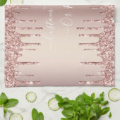 Linge De Cuisine Parties scintillant rose Gold Blush - Votre texte (Plié)