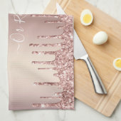 Linge De Cuisine Parties scintillant rose Gold Blush - Votre texte (Quart Plié)