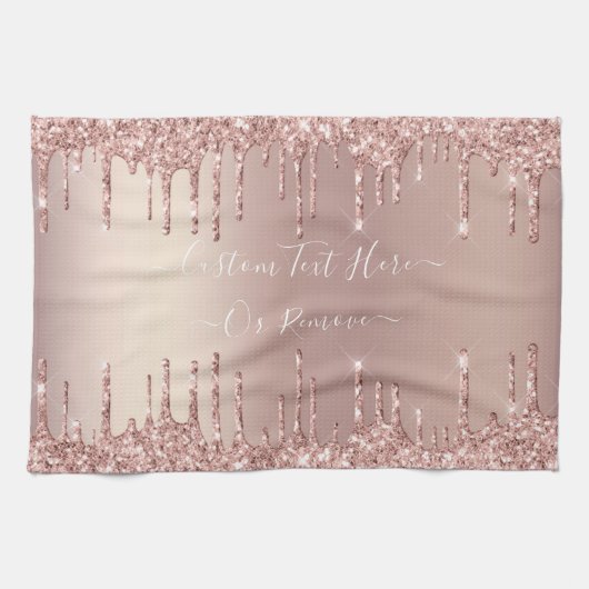 Linge De Cuisine Parties scintillant rose Gold Blush - Votre texte (Horizontal)