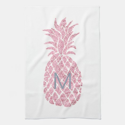 Linge De Cuisine parties scintillant rose monogramme ananas (Vertical)