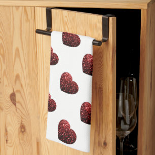 Linge De Cuisine Parties scintillant rouge flamme motif de coeur
