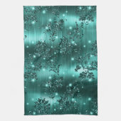 Linge De Cuisine Parties scintillant Turquoise et floral Foil (Vertical)