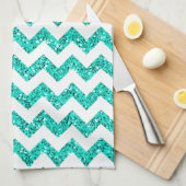 Linge De Cuisine Parties scintillant Turquoise moderne Chevron Cuis (Quart Plié)