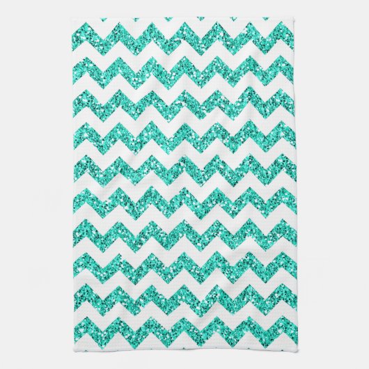Linge De Cuisine Parties scintillant Turquoise moderne Chevron Cuis (Vertical)