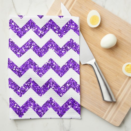 Linge De Cuisine Parties scintillant violet moderne Chevron Cuisine (Quart Plié)