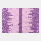 Linge De Cuisine Parties scintillant violet rose vierge texte monog (Horizontal)
