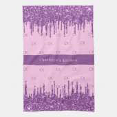 Linge De Cuisine Parties scintillant violet rose vierge texte monog (Vertical)