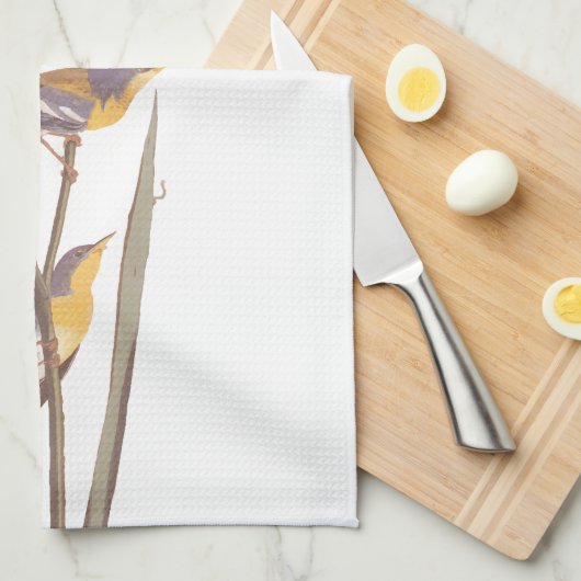 Linge De Cuisine Paruline à dos jaune bleu Audubon (Quart Plié)