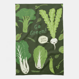 Linge De Cuisine Passez au vert ! (Vert feuillu !) Légumes heureux