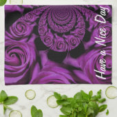 Linge De Cuisine Passion violette : Royal Romance Roses (Plié)