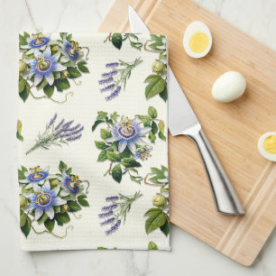 Linge De Cuisine Passionflower Sage Ecru Floral Cuisine Plat Servie