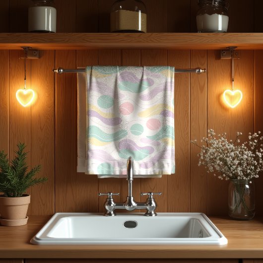 Linge De Cuisine Pastel Abstract Seamless Pattern Waves and Circles