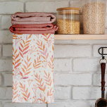 Linge De Cuisine Pastel aquarelle branches orange et rose<br><div class="desc">Joli et tendance feuillage orange et rose. Illustration botanique d'aquarelle mignonne et moderne motif avec branches pastel rose et orange.</div>