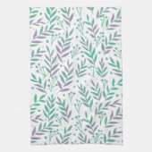 Linge De Cuisine Pastel aquarelle branches pourpre et vert (Vertical)